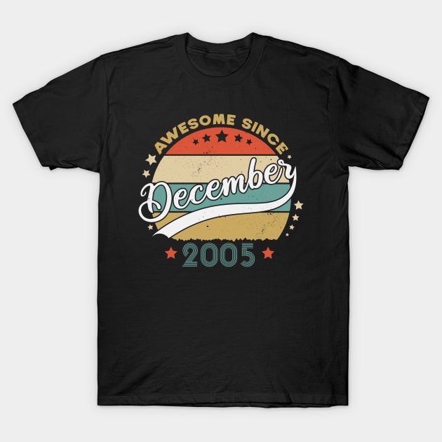 Awesome Since December 2005 Birthday Retro Sunset Vintage Funny Gift For Birthday T-Shirt by SbeenShirts